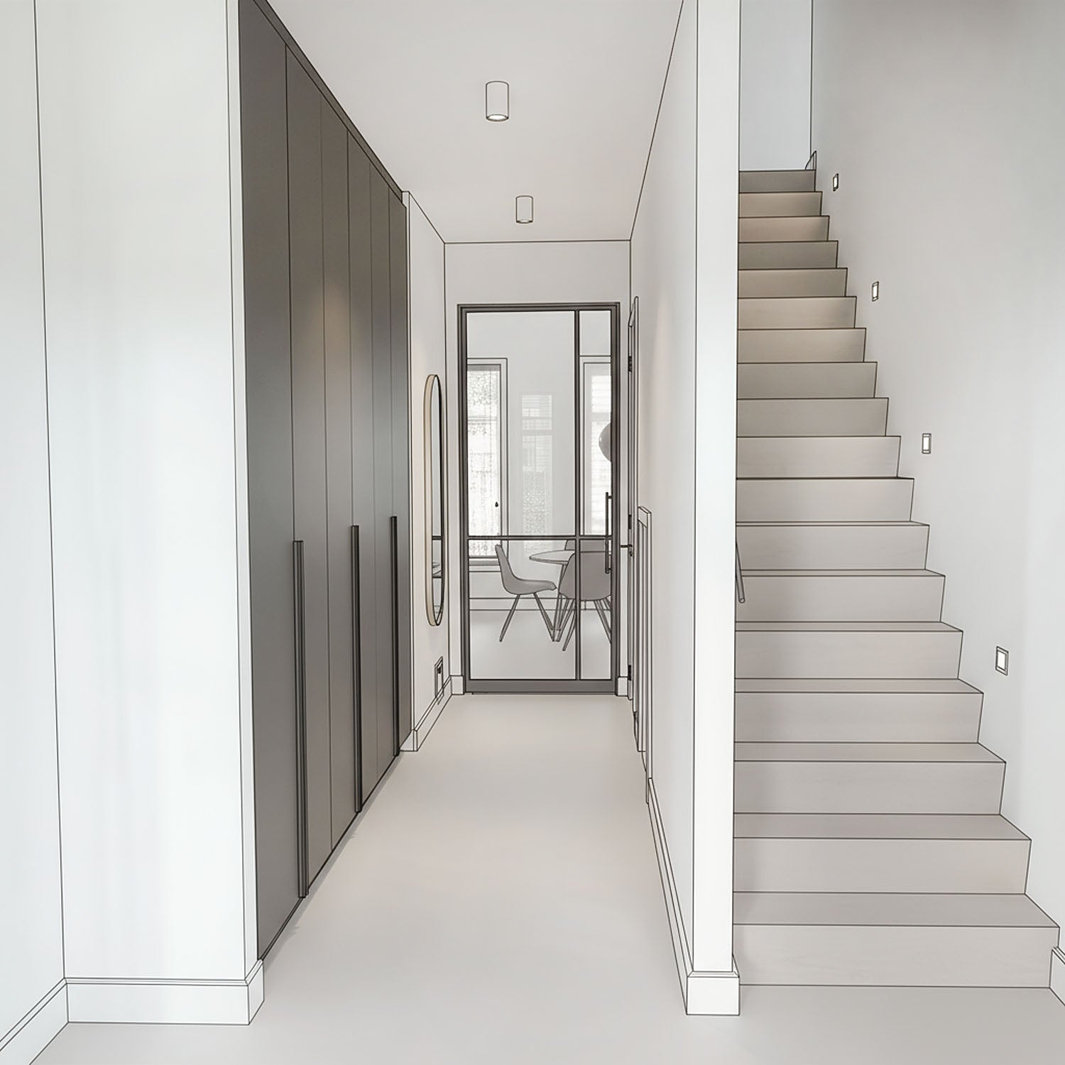 Maatwerk garderobekast inbouw inloopkast van De Maat Fabriek met legplanken en hanggedeelte