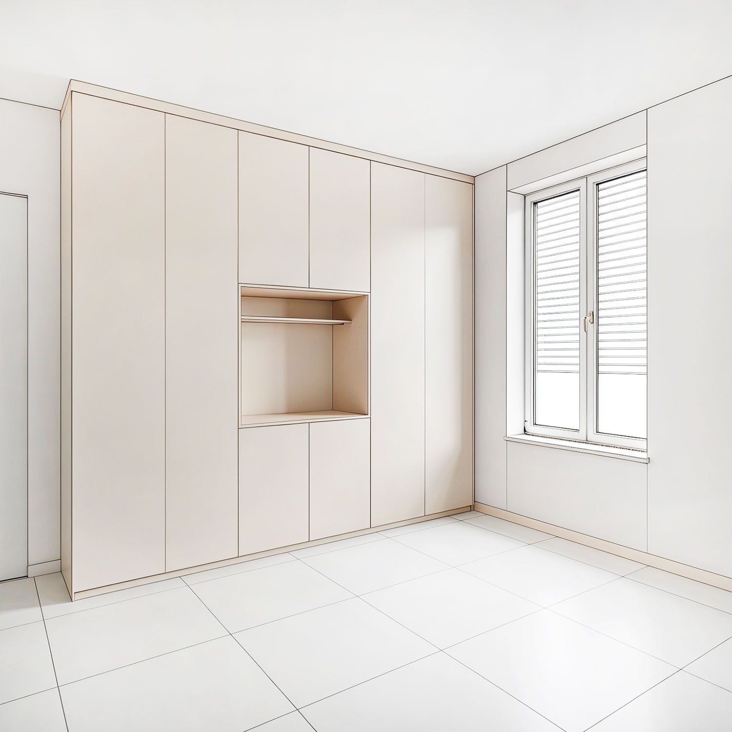 Vakkenkast op maat van De Maat Fabriek met open vakken en gesloten kastdeuren